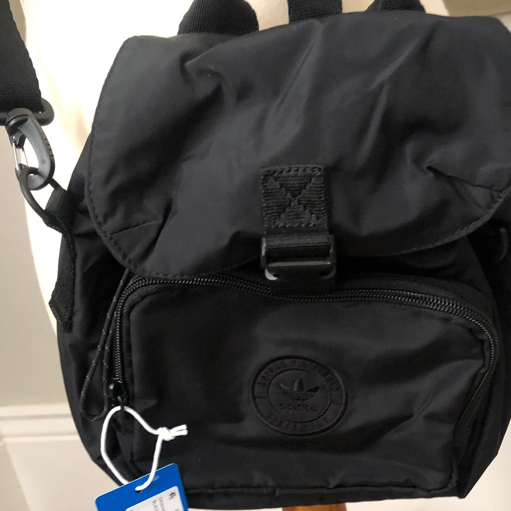 adidas Black Crossbody Backpack Sport Active Bag Purse Versatile Travel - Picture 4 of 11